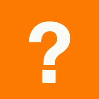 A white question mark on orange