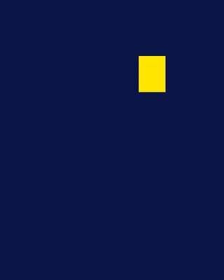 A dark navy field with one small yellow window