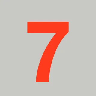 A red numeral 7 on grey