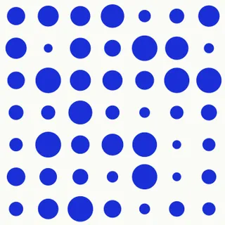 Blue dots of uneven sizes on white