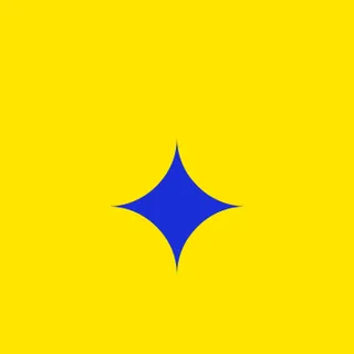 A blue four-point star on yellow